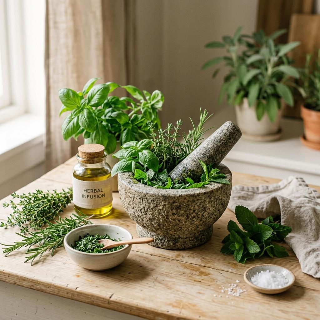 Fresh herbs and natural ingredients